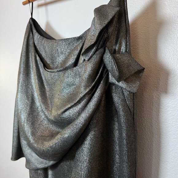 Lenon Women’s Size S Charcoal Metallic Mini Skirt Faux Wrap Front Zipper Closure - Picture 5 of 10